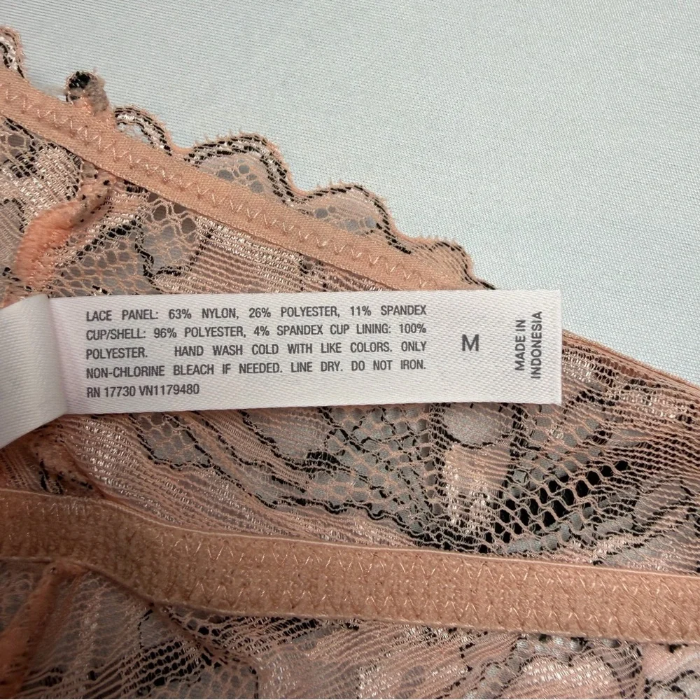 Auden Blush Pink With Black Lace Trim Silky Babydoll‎ Lingerie Set In Medium